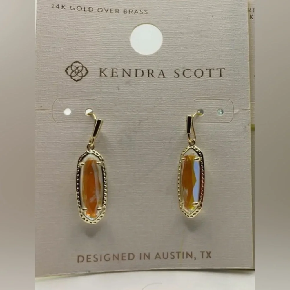 KENDRA SCOTT Feminine Iridescent Shiny Dichroic Glass 14K Gold Earrings NEW NWT